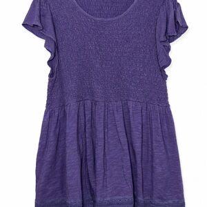 Torrid Purple Smocked Top with Flutter Detail - Size 3